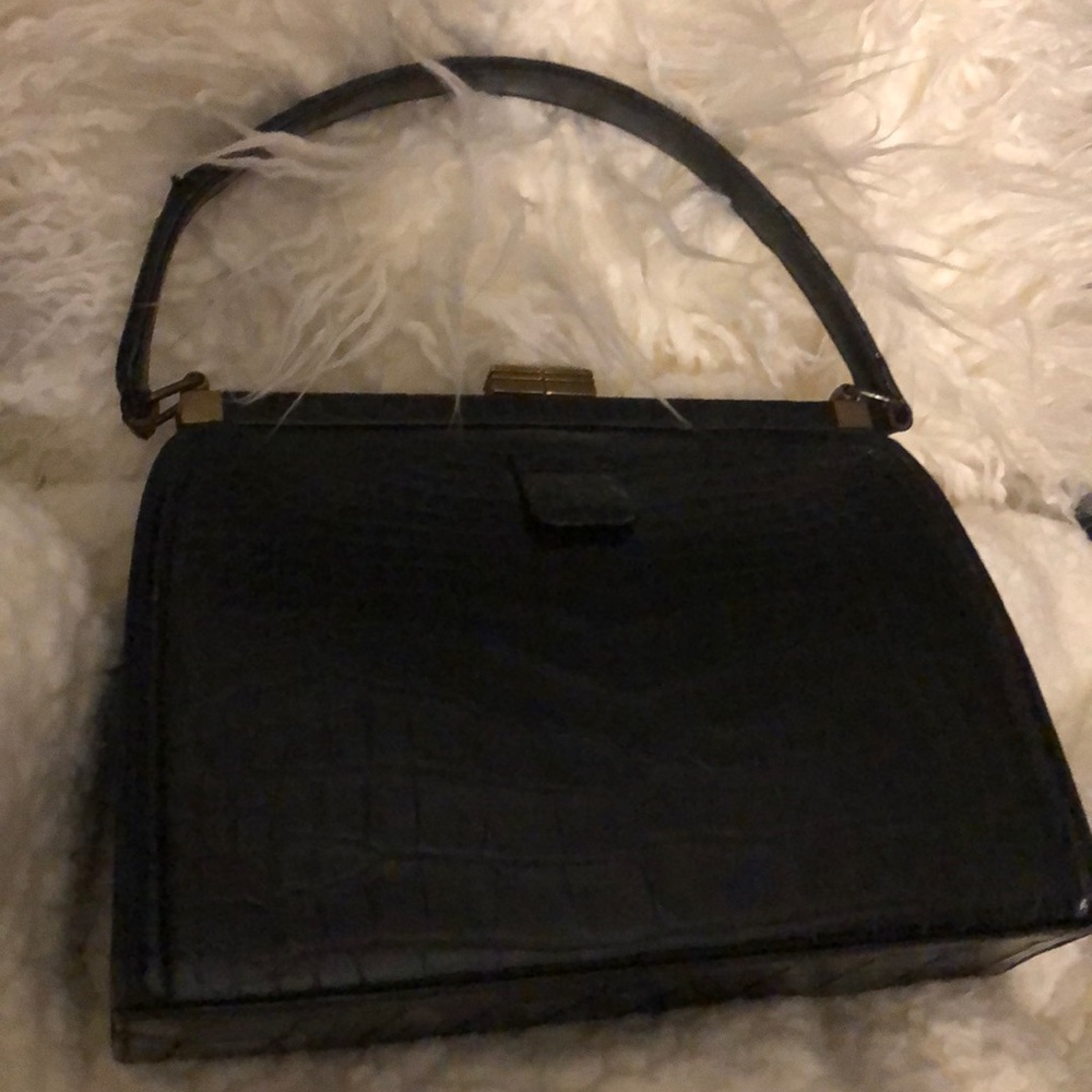 Black alligator purse